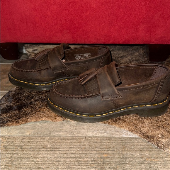 Dr. Martens Brown Loafers with Yellow Stitching main image 5